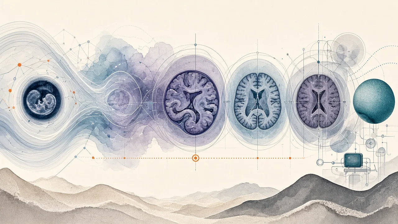 Conceptual visualization of weakly aligned MRI and ultrasound fetal brain data flowing together through a lightweight module