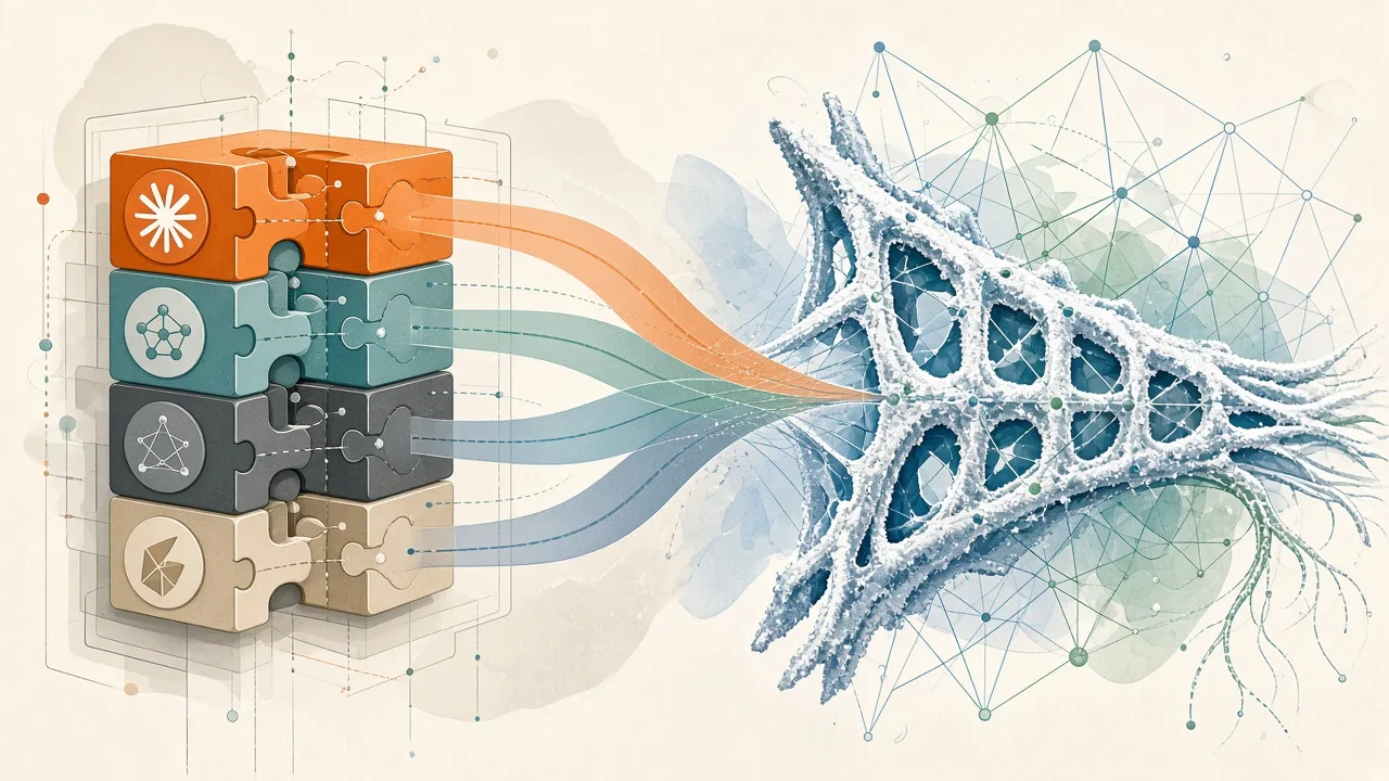 Editorial visualization of modular alignment prompts stored in a bank with frozen backbone model