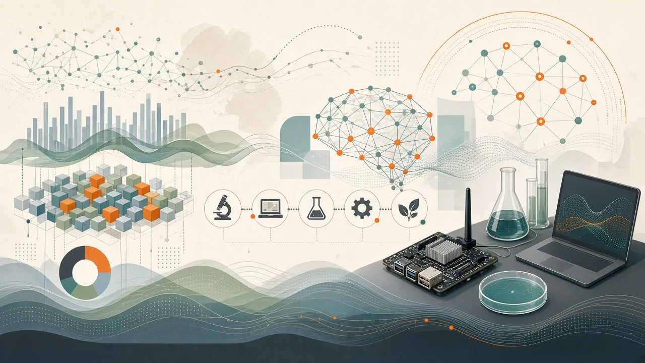Data visualization graphic representing AI adoption across occupations and scientific research pipelines