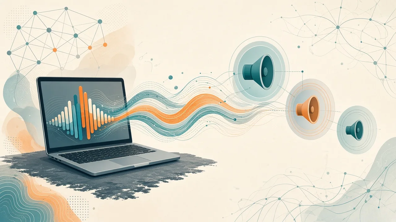 Illustration representing local text-to-speech capabilities on a computer