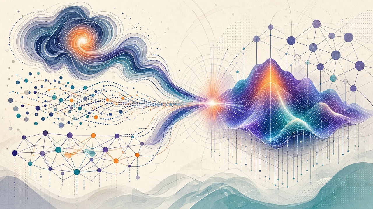 Editorial visualization of metaheuristic search over Fourier frequency space for model fine-tuning