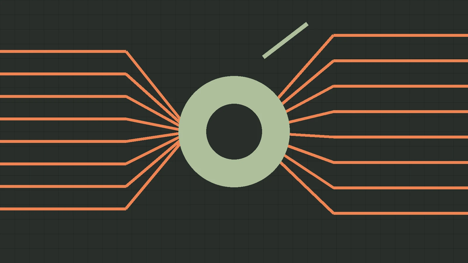 Branching paths passing through a circular decision point
