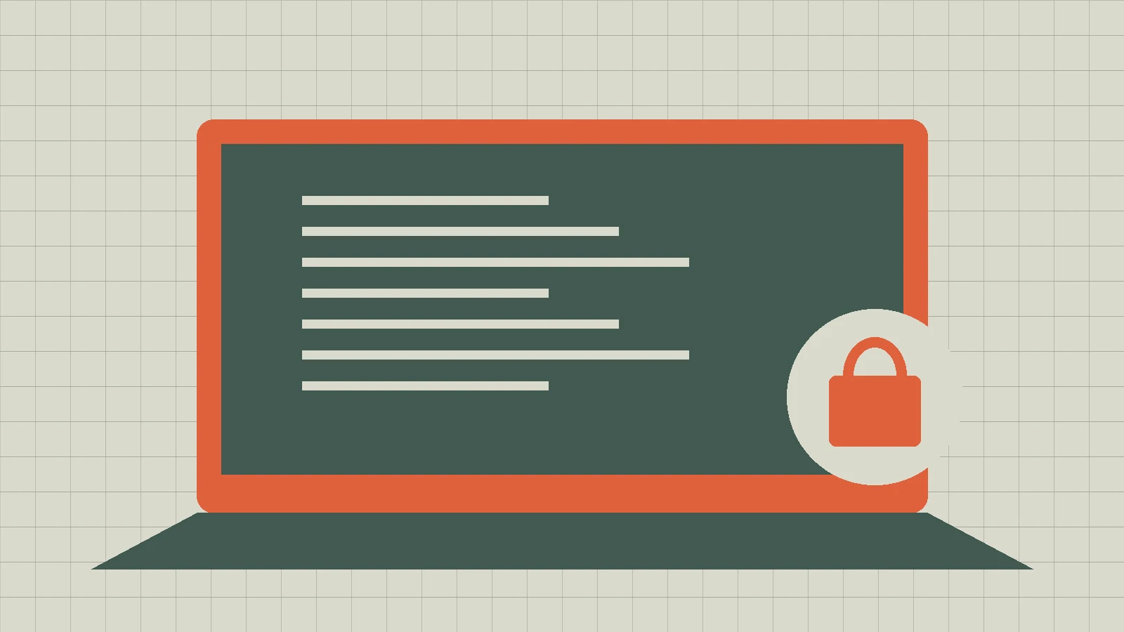 Illustration of a local computer with a lock symbol